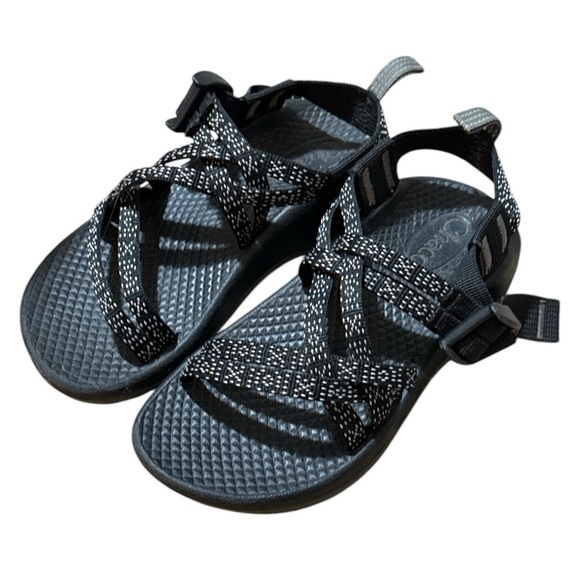 EUC - Chaco Size 11 ZX/1 EcoTread Strap Sandal in Black/White Hugs and Kisses - Picture 3 of 5